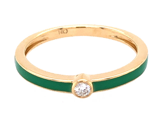 DIAMOND GREEN ENAMEL RING