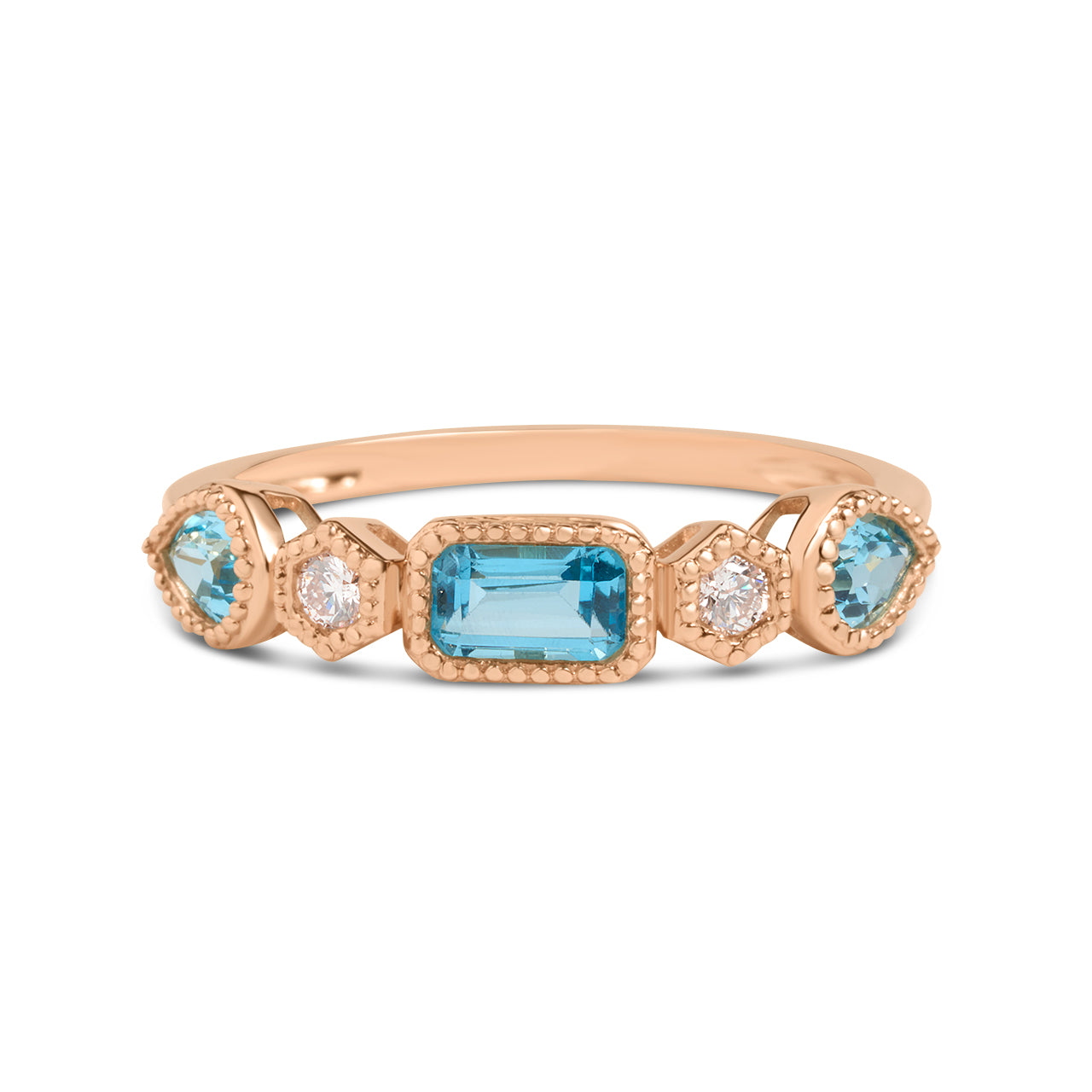 Blue Topaz & Diamond 5 Stone Band