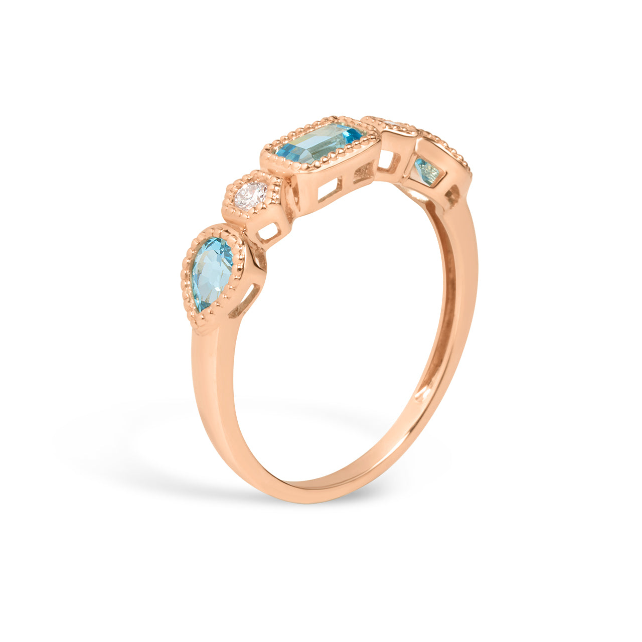 Blue Topaz & Diamond 5 Stone Band