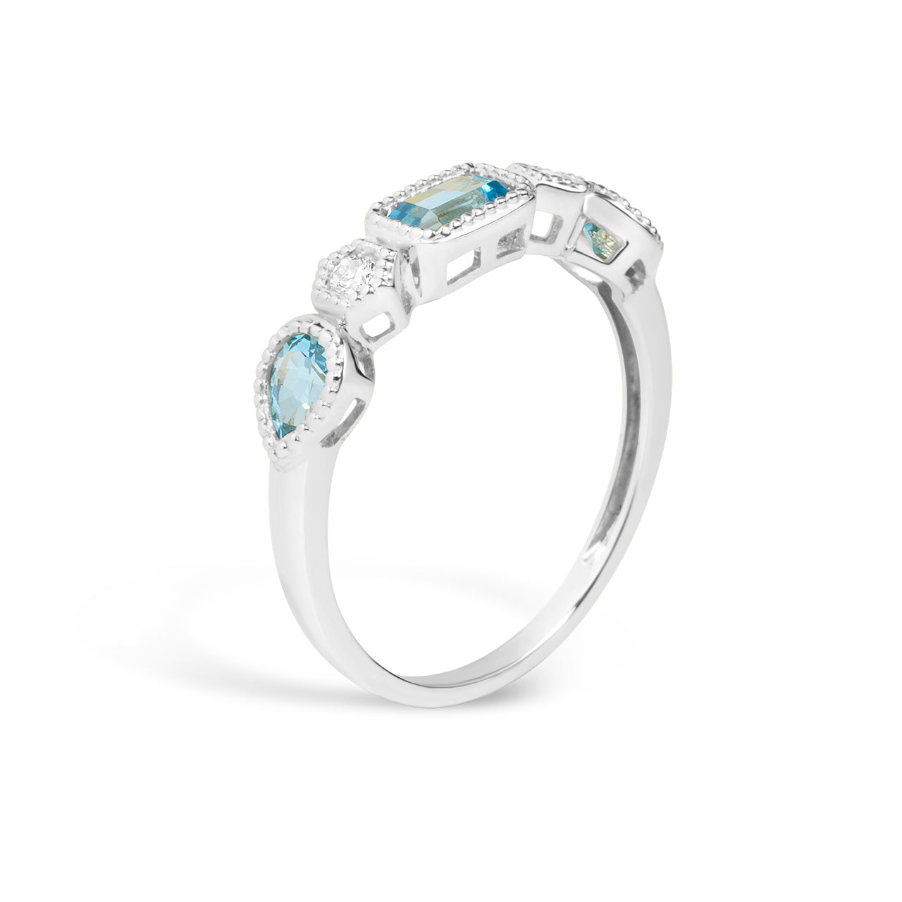 Blue Topaz & Diamond 5 Stone Band