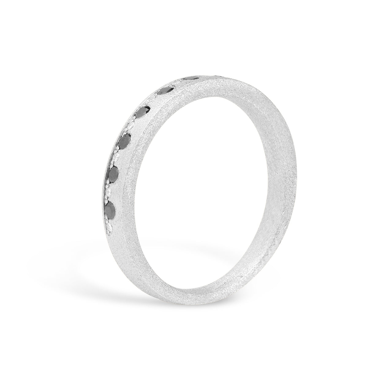 Black & White Diamond Alternating Flush Stackable Band