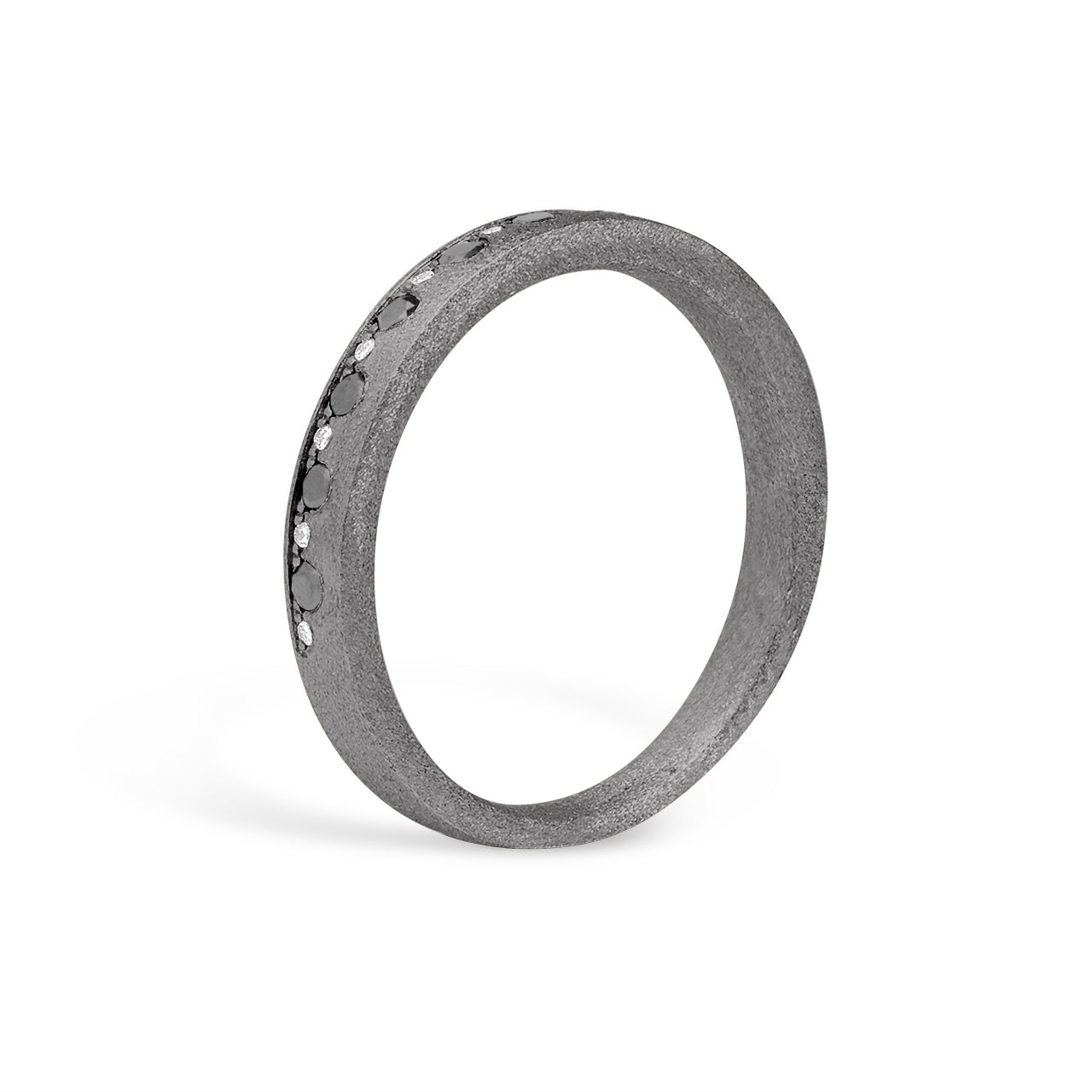 Black & White Diamond Alternating Flush Stackable Band