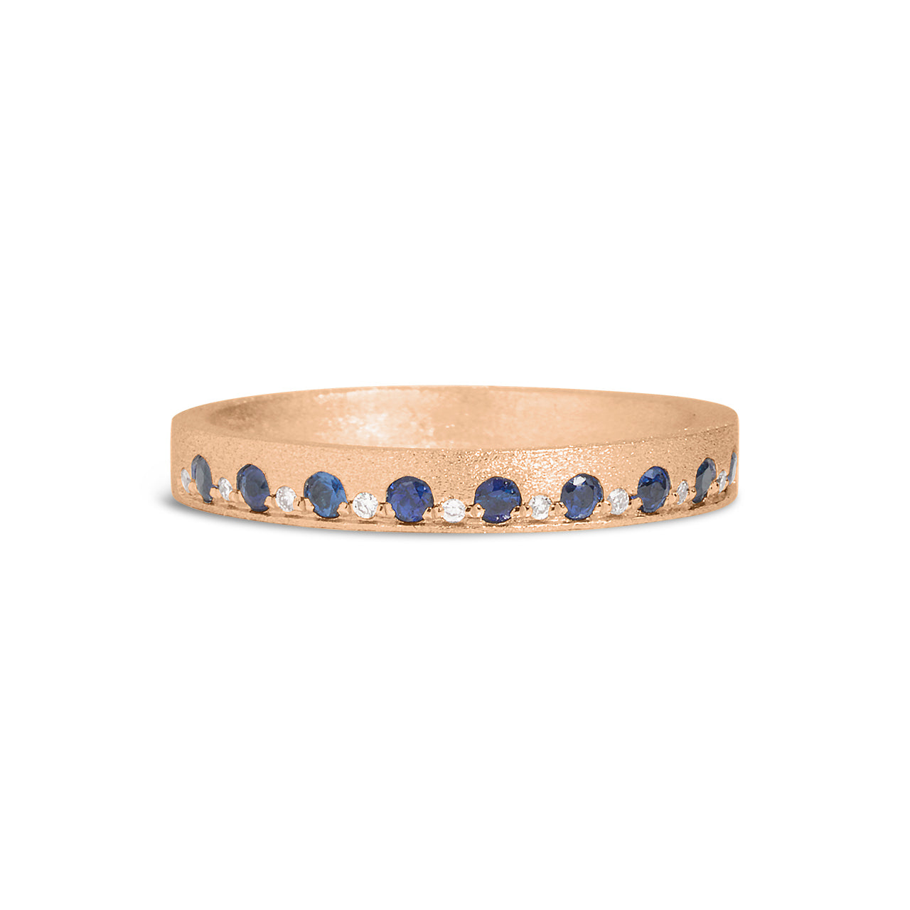 Sapphire & Diamond Alternating Flush Stackable Band