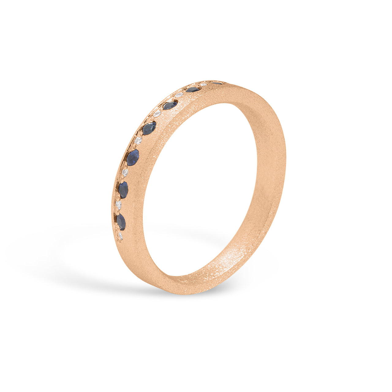 Sapphire & Diamond Alternating Flush Stackable Band