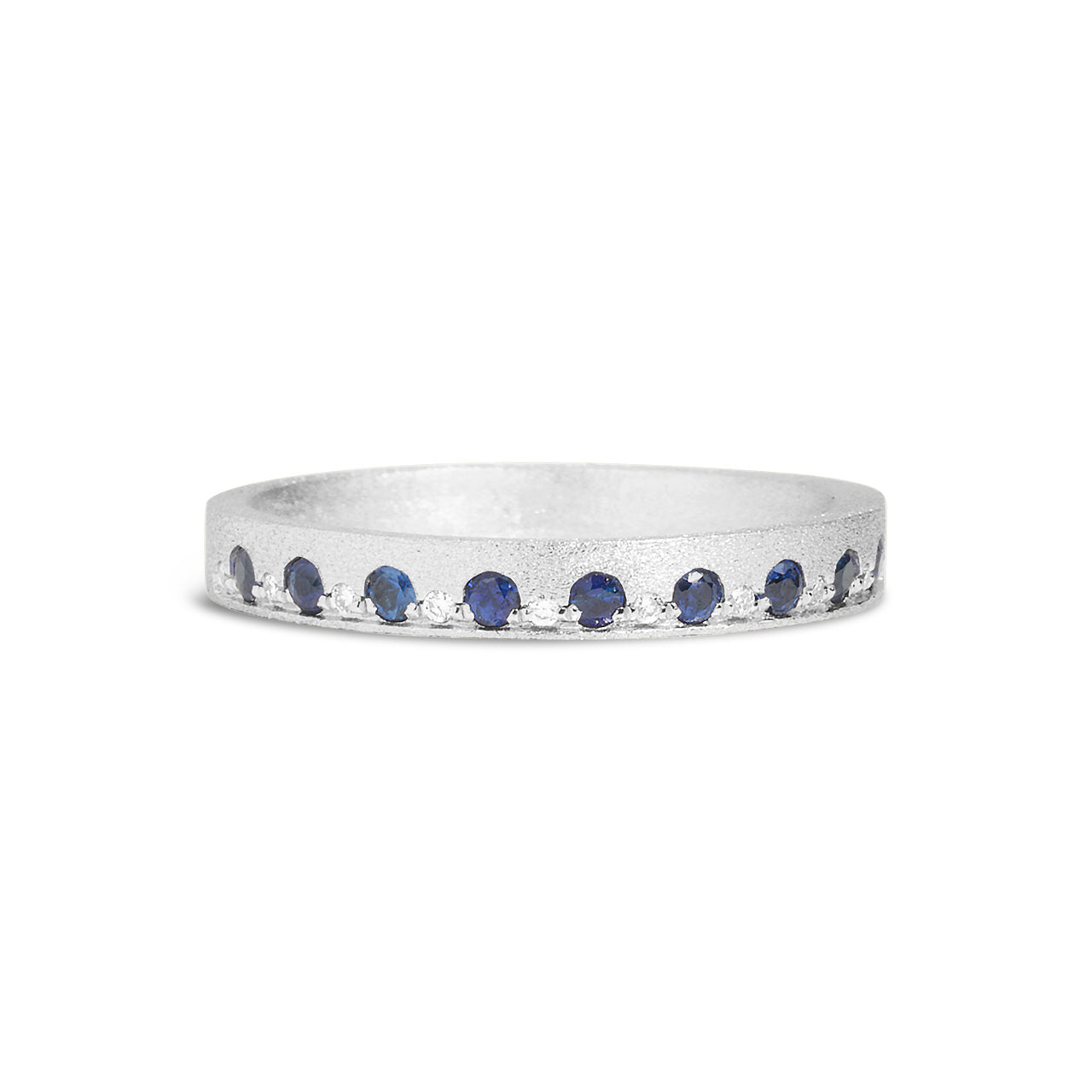 Sapphire & Diamond Alternating Flush Stackable Band