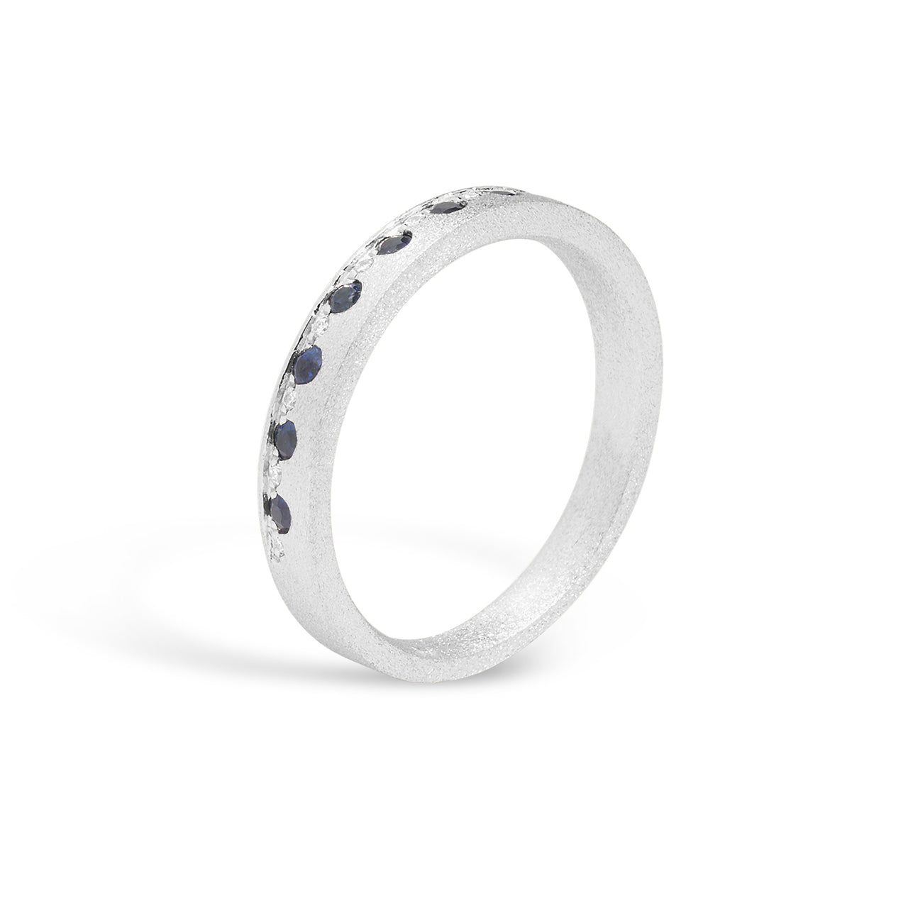 Sapphire & Diamond Alternating Flush Stackable Band