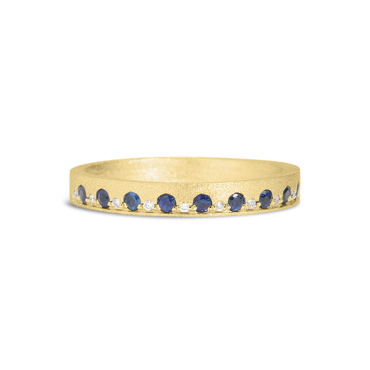 Sapphire & Diamond Alternating Flush Stackable Band