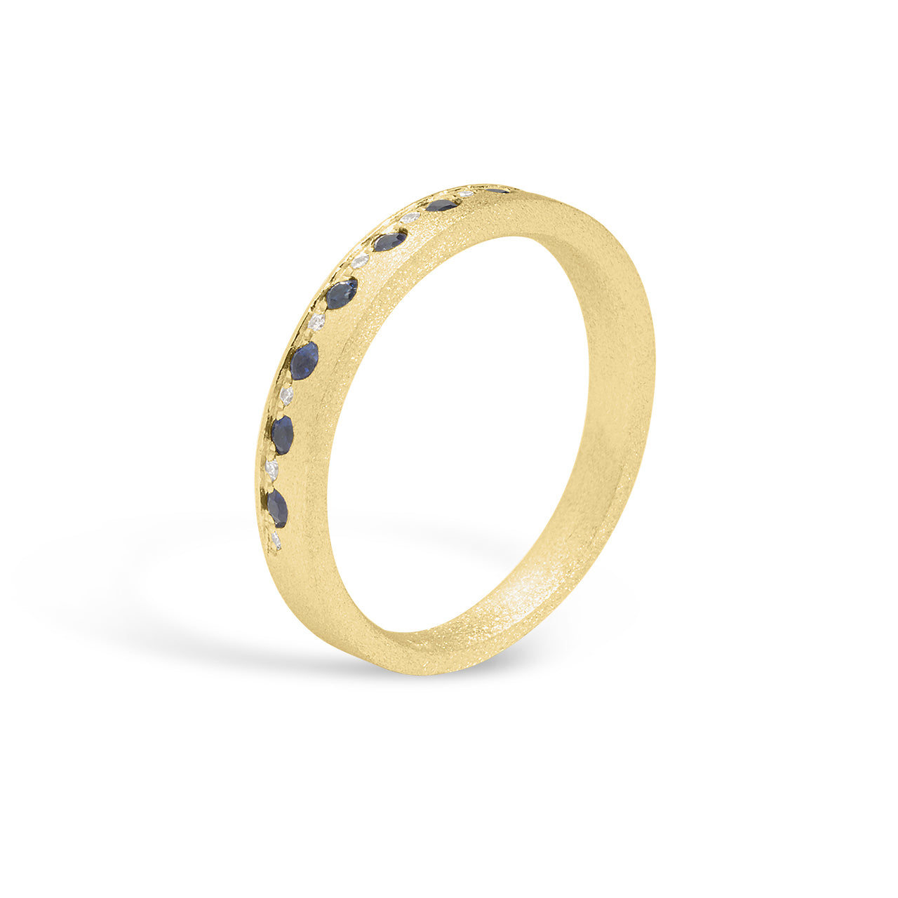 Sapphire & Diamond Alternating Flush Stackable Band