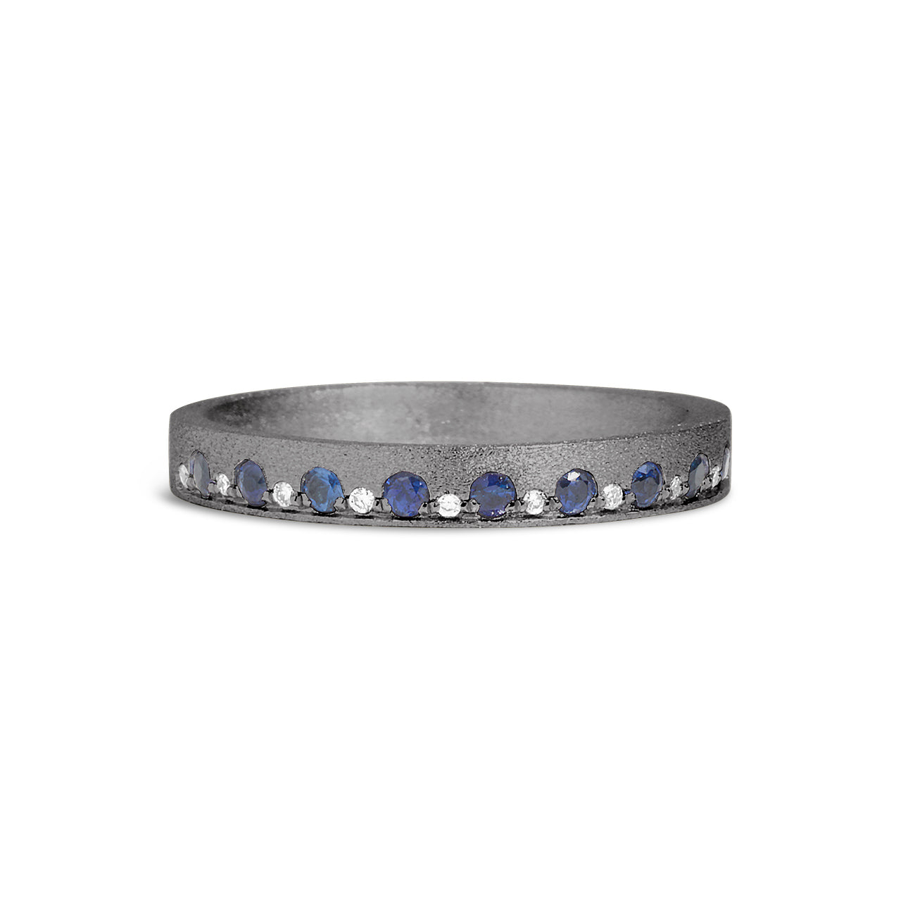 Sapphire & Diamond Alternating Flush Stackable Band