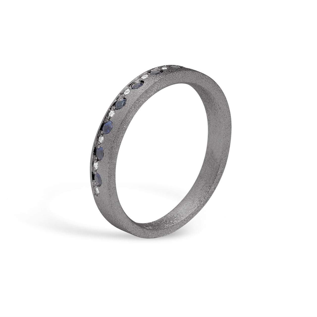 Sapphire & Diamond Alternating Flush Stackable Band