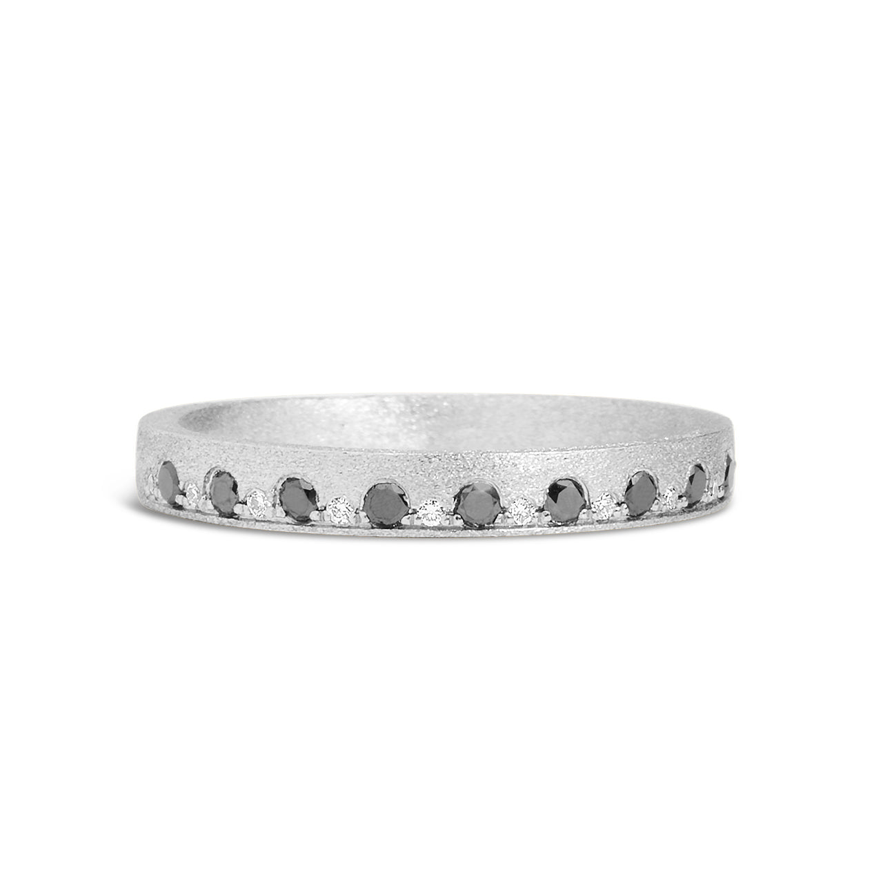 Black & White Diamond Alternating Flush Stackable Band