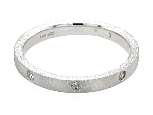 Diamond 3 Stone Ring, Beveled Edge, Size 9.25, Satin Finish