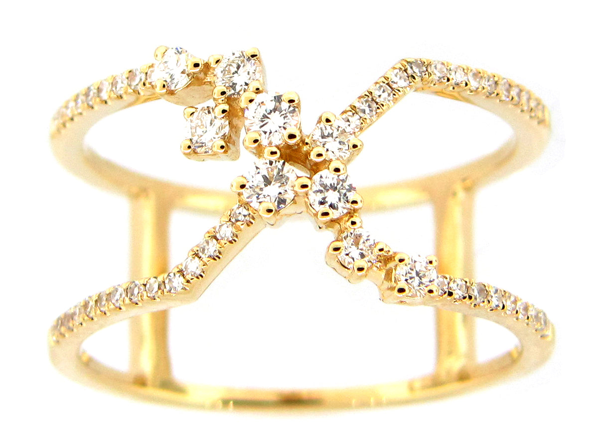 DIAMOND FASHION X RING, 14KY (N)
