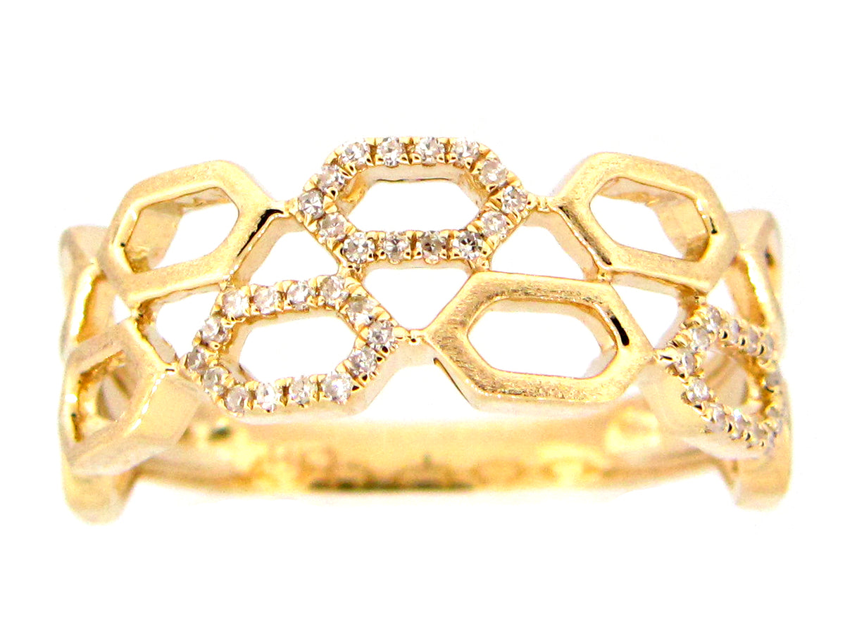 DIAMOND HONEYCOMB RING, 14KY (N)