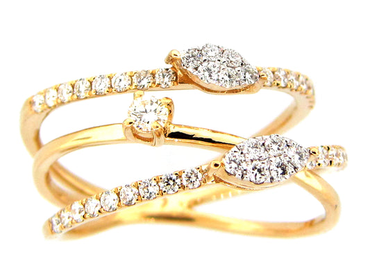 DIAMOND 3 STRAND ORBIT RING, 14KY (N)