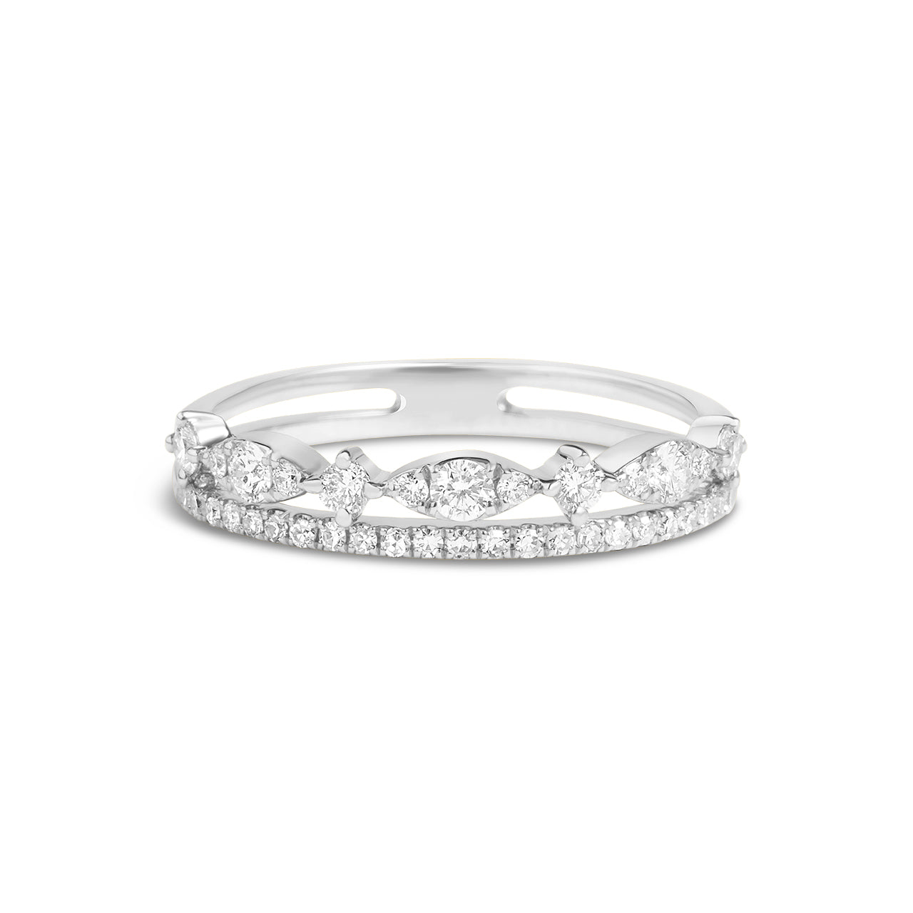 Diamond East-West Marquise Line Stackable Band