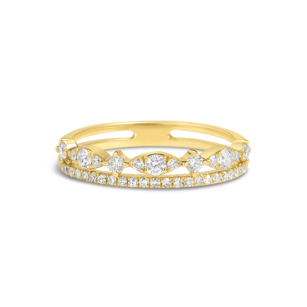 Diamond East-West Marquise Line Stackable Band