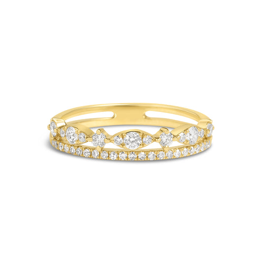 Diamond East-West Marquise Line Stackable Band