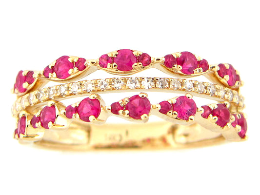 RUBY & DIAMOND RING, 14KY (H)