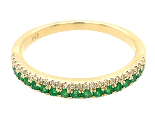 EMERALD & DIAMOND 2 ROW RING, 2.6 MM