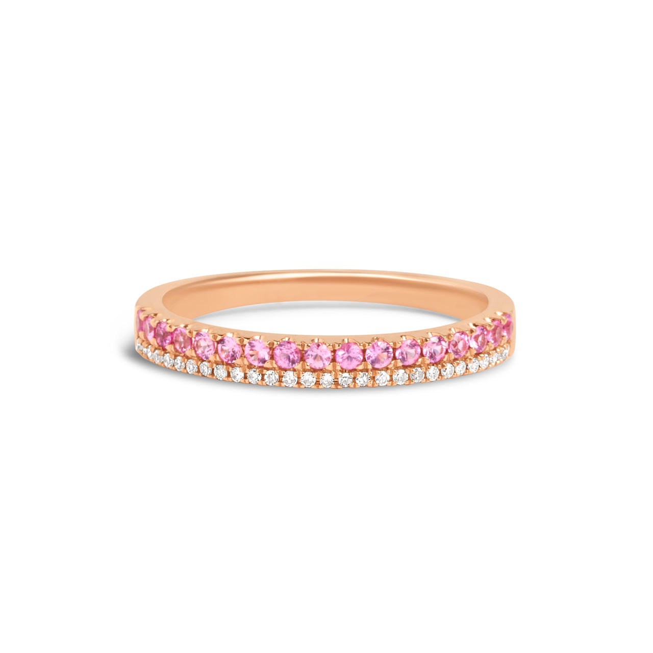 Pink Sapphire & Diamond Duet Band