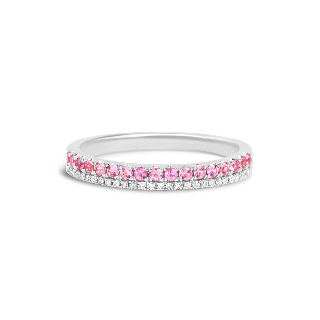 Pink Sapphire & Diamond Duet Band