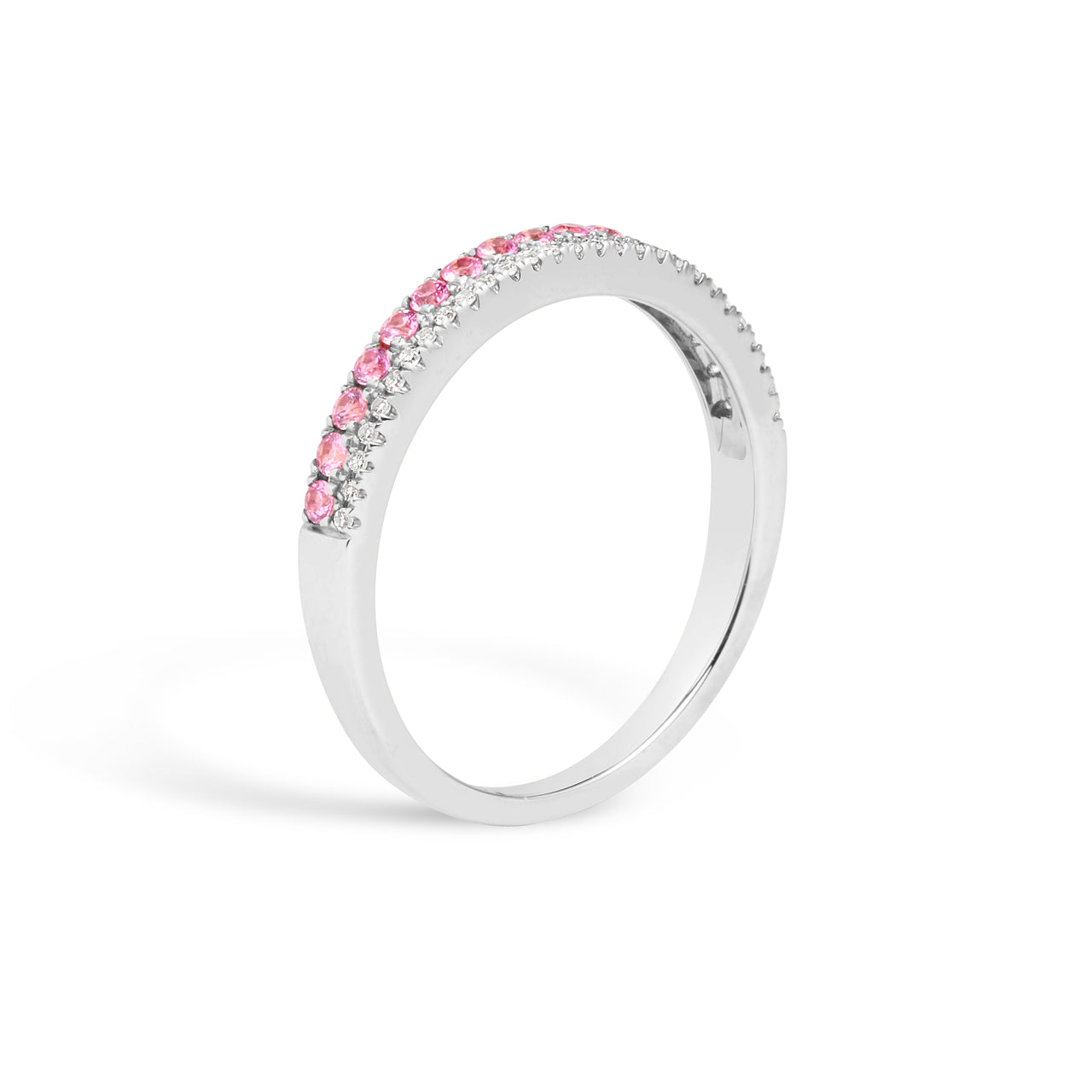 Pink Sapphire & Diamond Duet Band