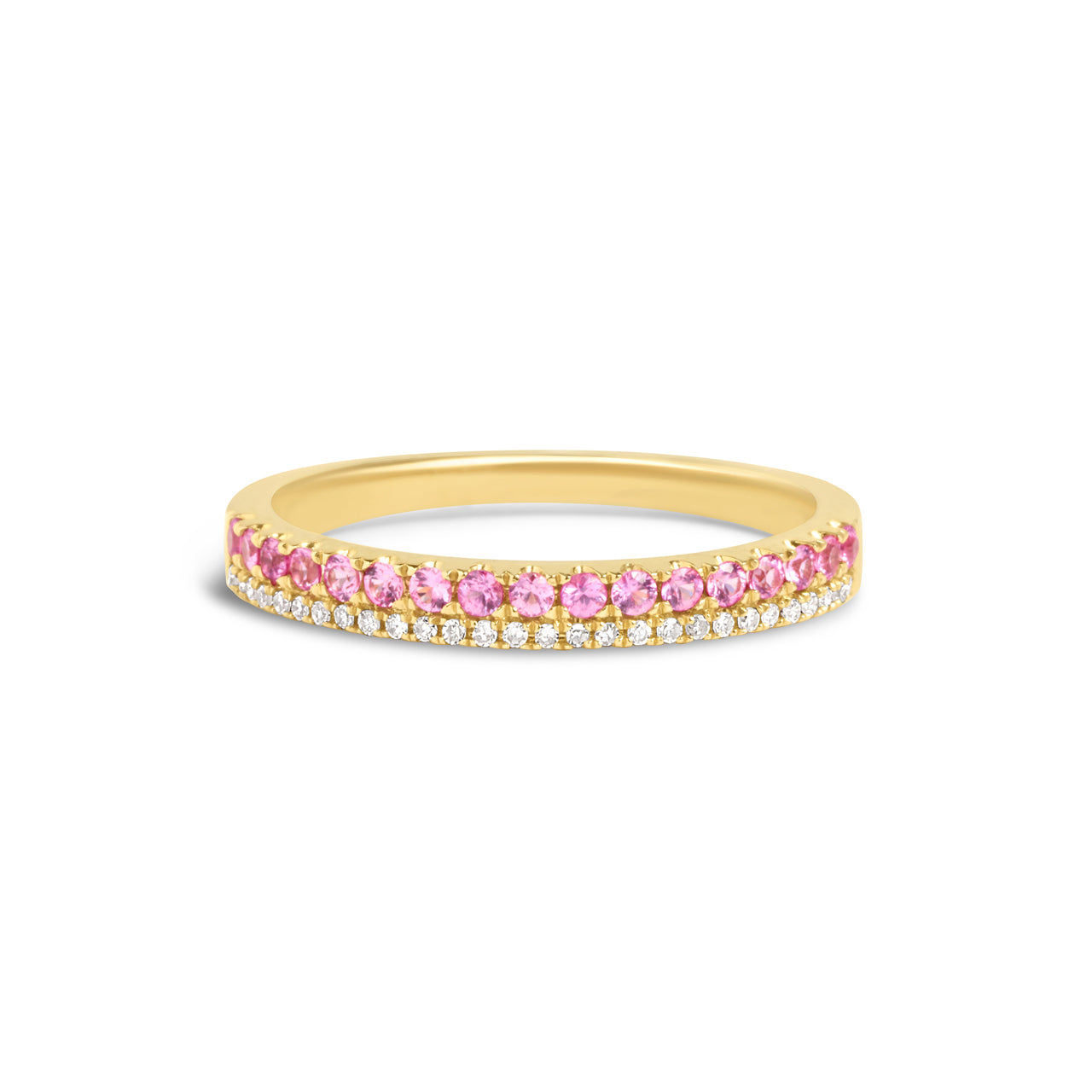 Pink Sapphire & Diamond Duet Band