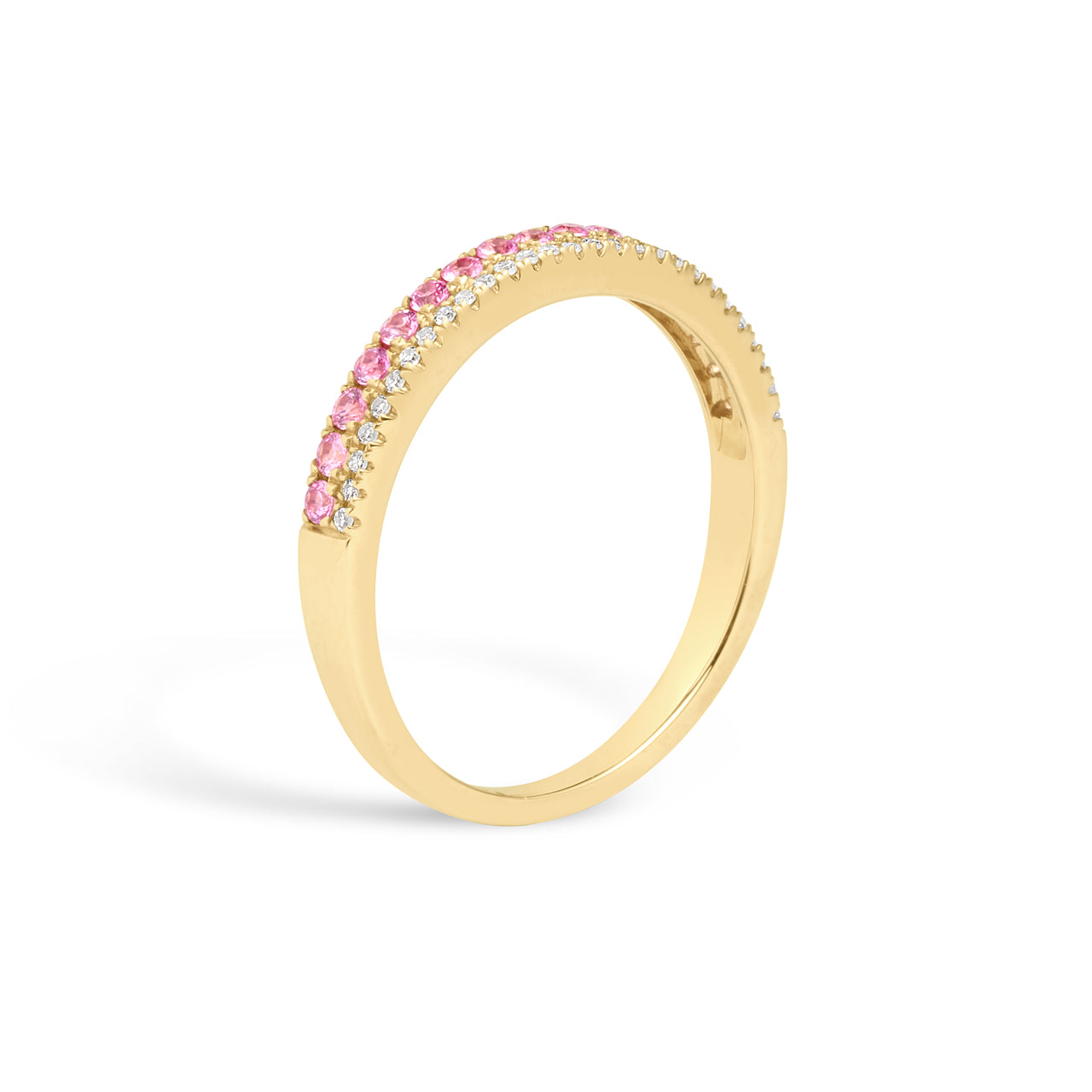 Pink Sapphire & Diamond Duet Band