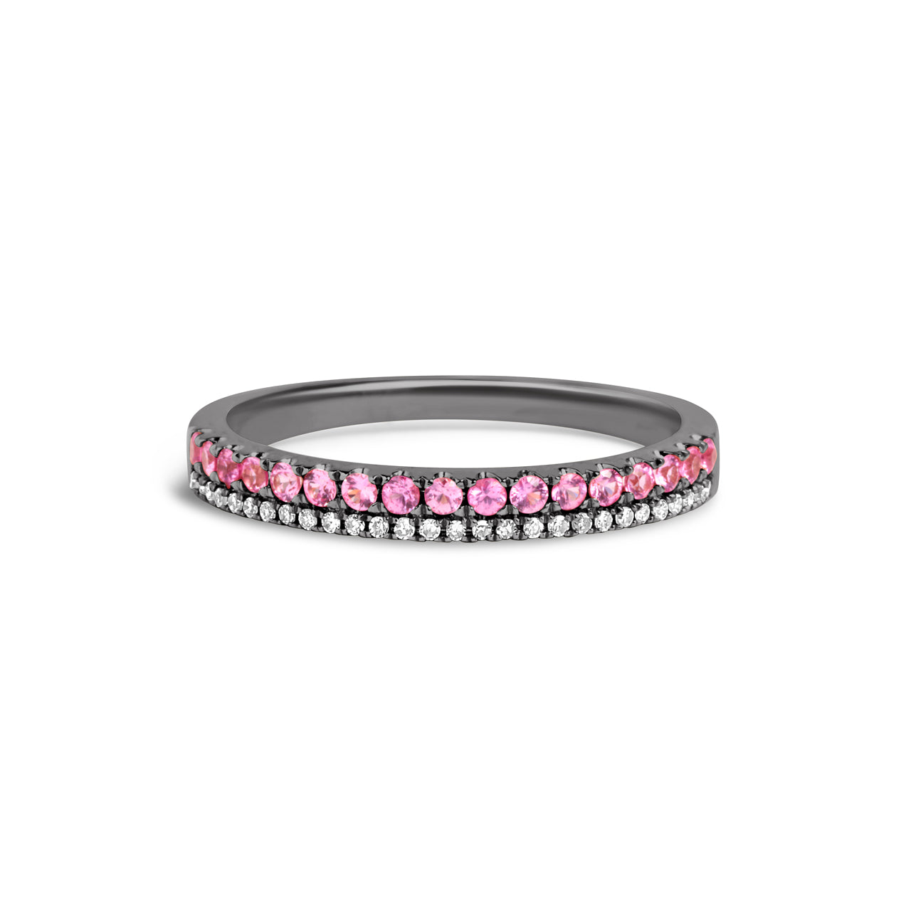 Pink Sapphire & Diamond Duet Band