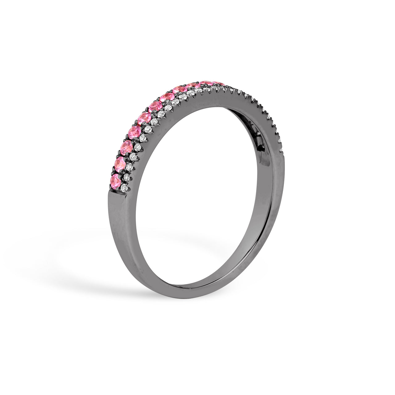 Pink Sapphire & Diamond Duet Band
