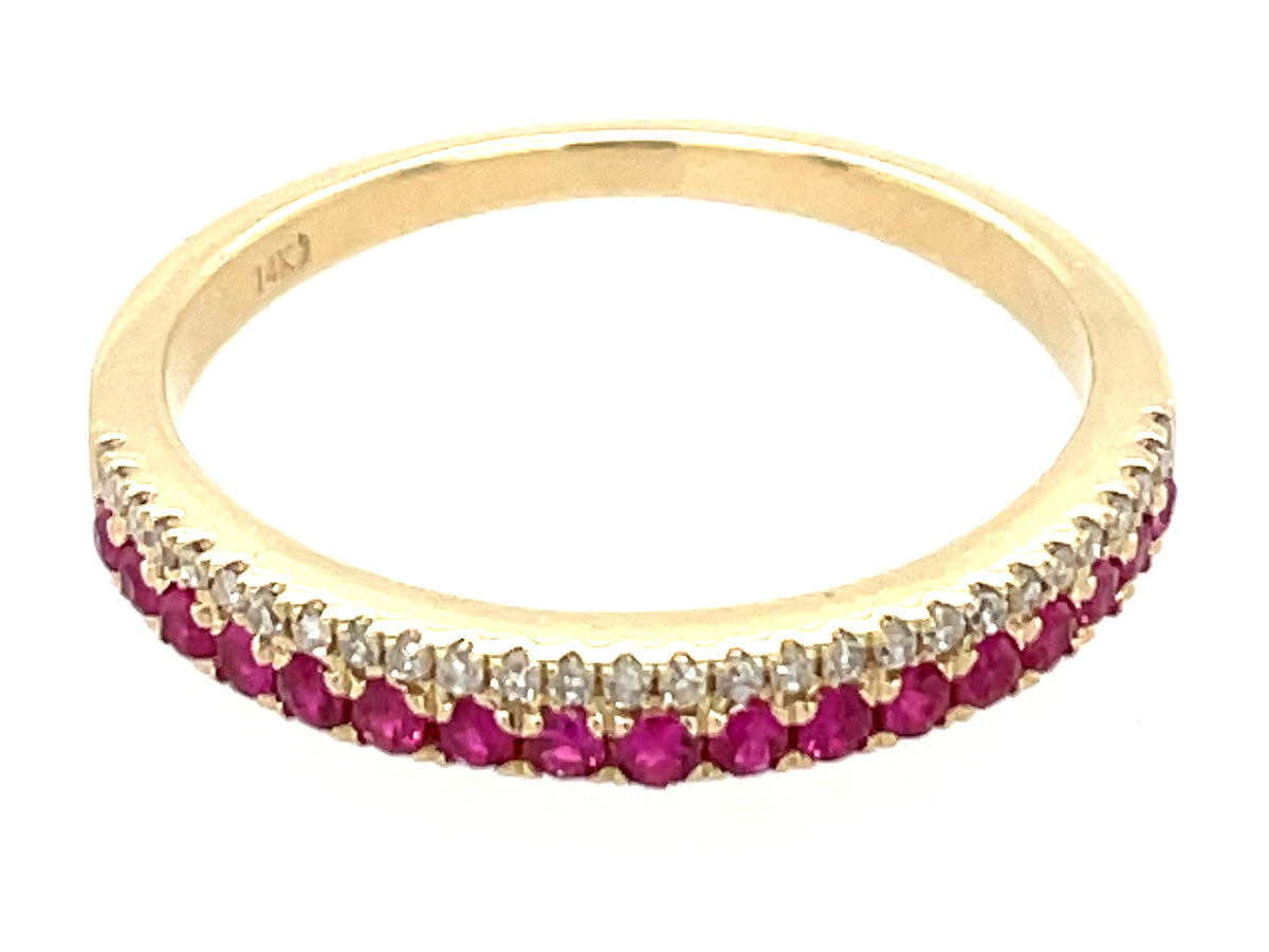 RUBY & DIAMOND 2 ROW RING, 2.6 MM