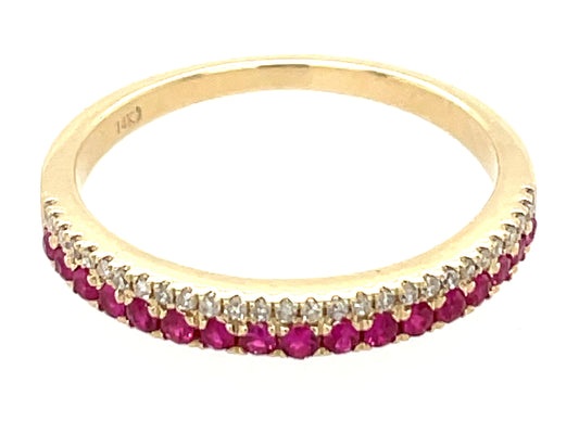 RUBY & DIAMOND 2 ROW RING, 2.6 MM