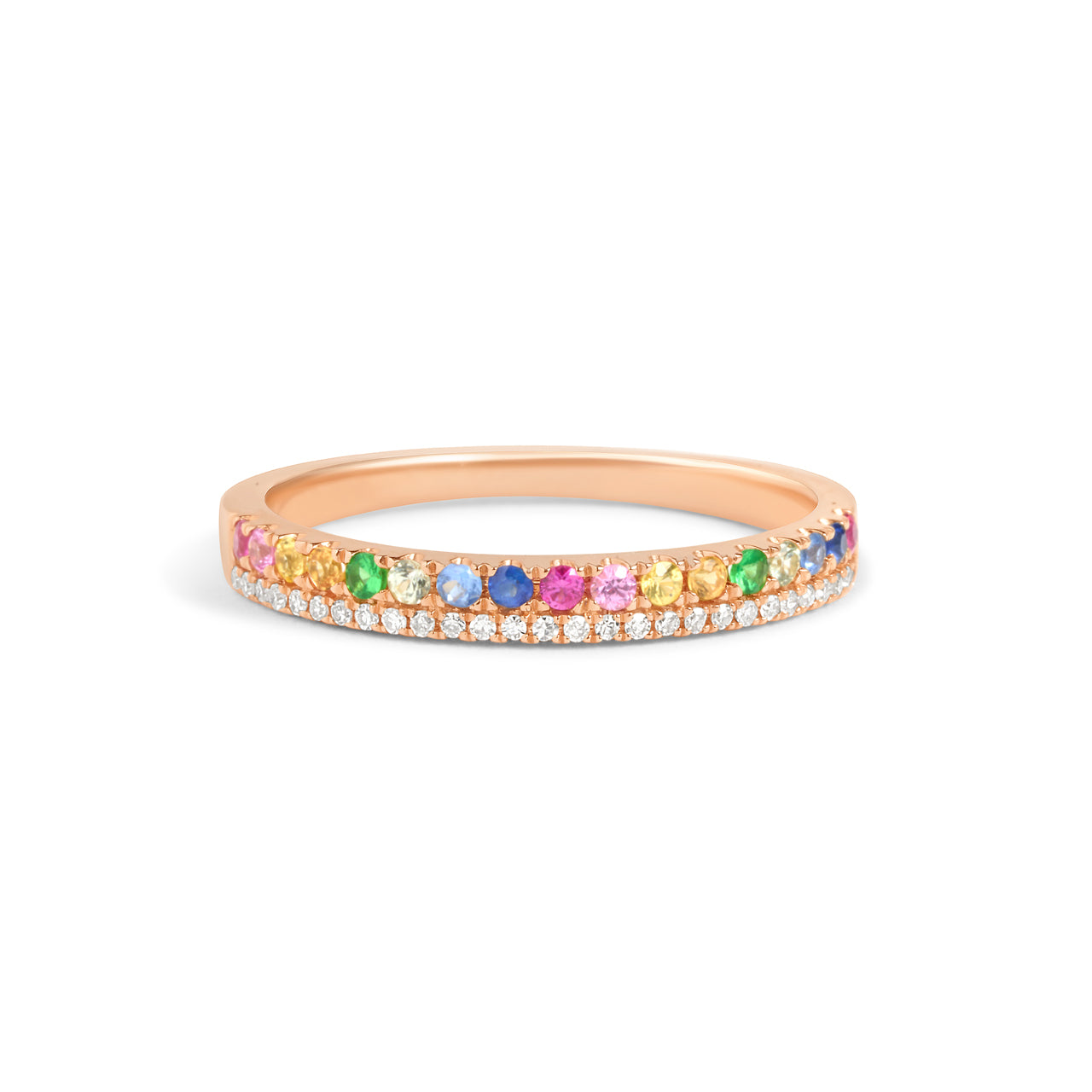 Rainbow Sapphire & Diamond Duet Band