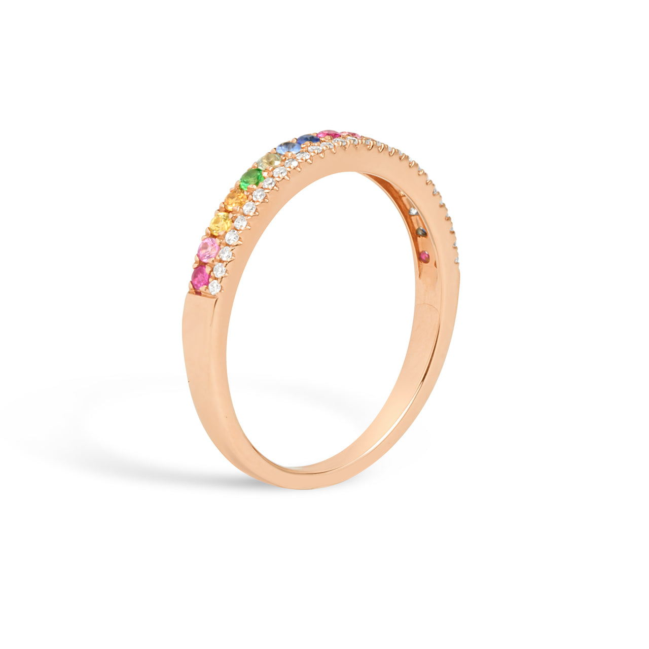 Rainbow Sapphire & Diamond Duet Band