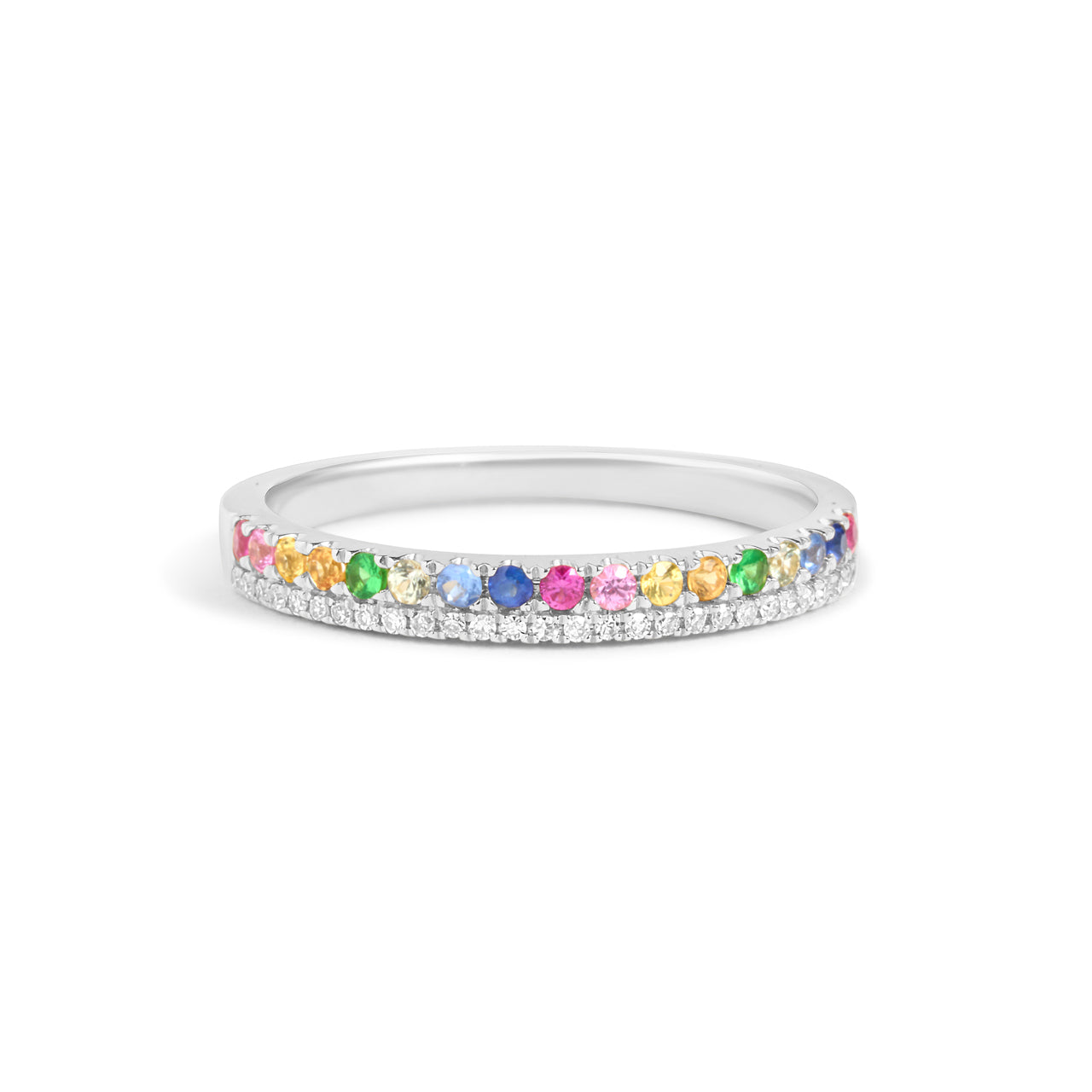 Rainbow Sapphire & Diamond Duet Band