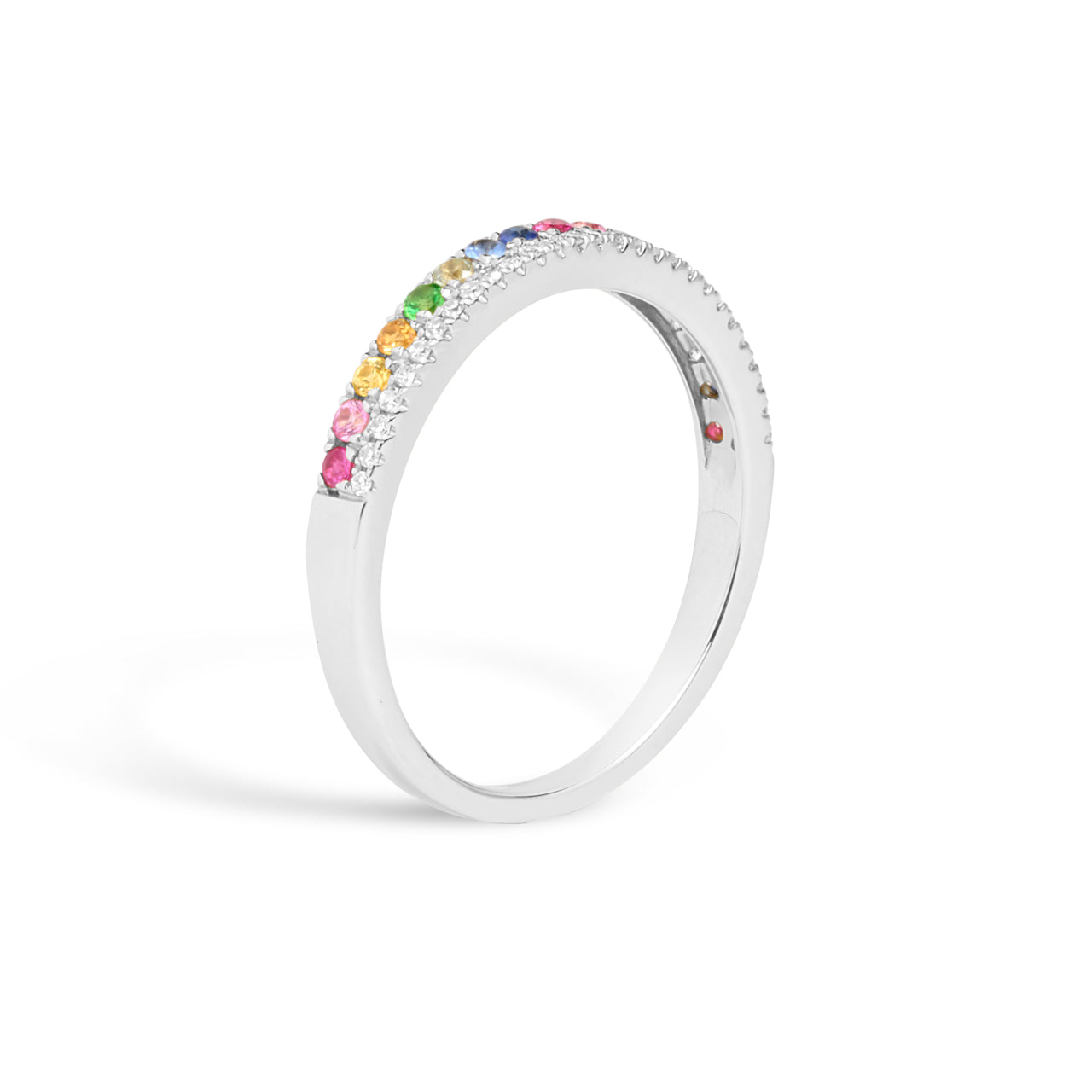 Rainbow Sapphire & Diamond Duet Band