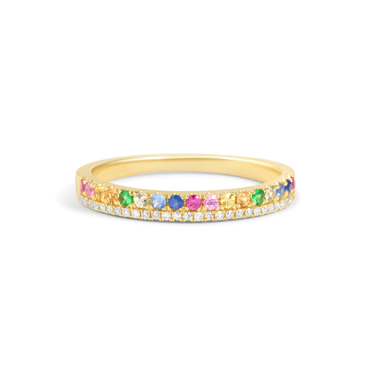 Rainbow Sapphire & Diamond Duet Band