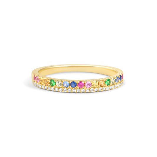 Rainbow Sapphire & Diamond Duet Band