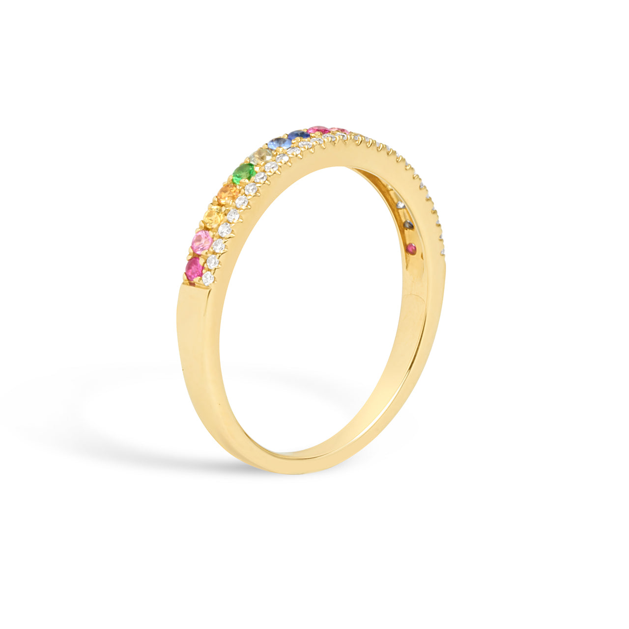 Rainbow Sapphire & Diamond Duet Band