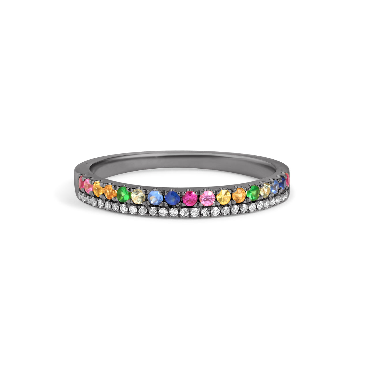 Rainbow Sapphire & Diamond Duet Band