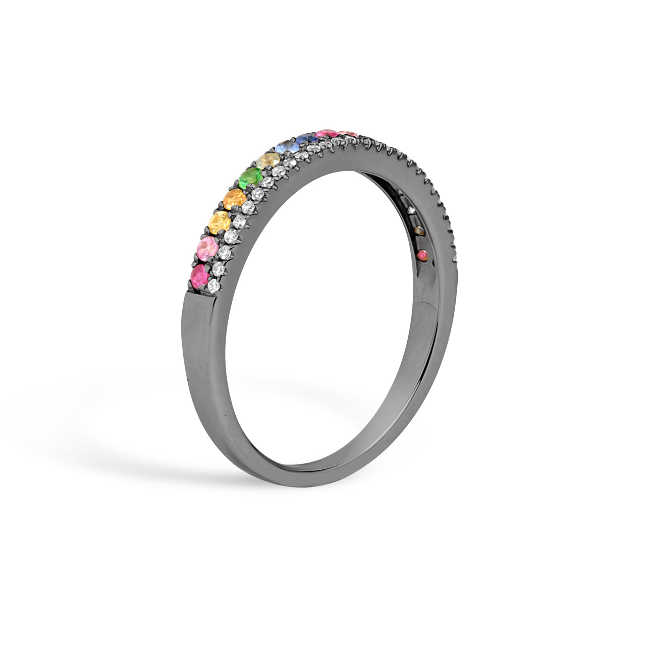 Rainbow Sapphire & Diamond Duet Band