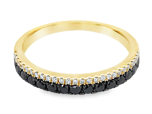 BLACK & WHITE DIAMOND 2 ROW RING, 3 MM