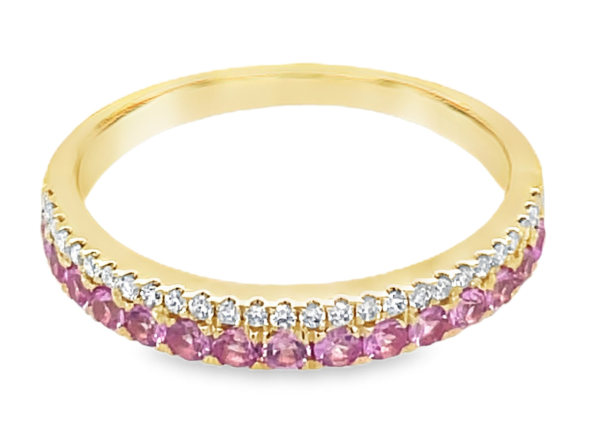 PINK SAPPHIRE & DIAMOND 2 ROW RING