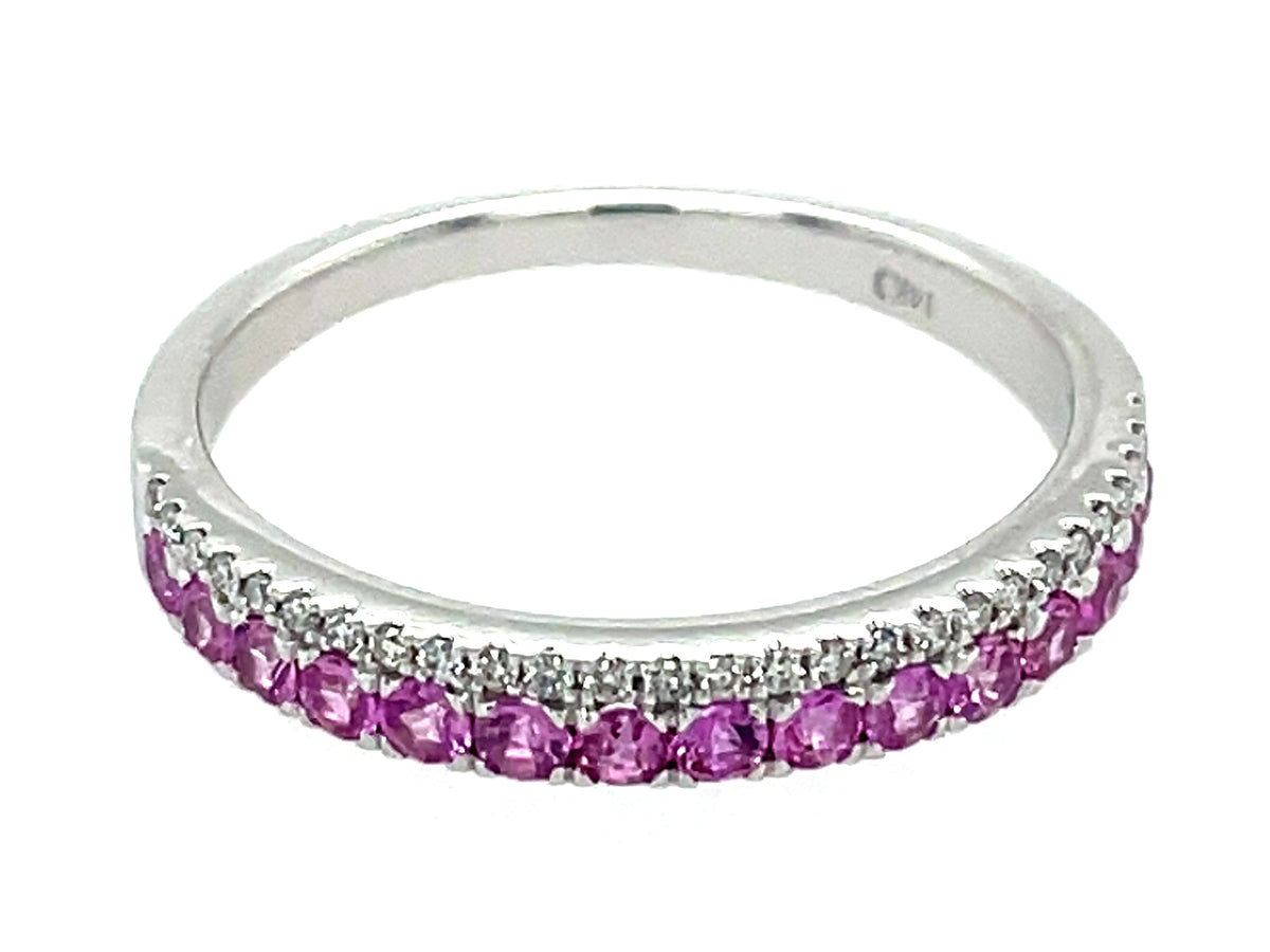 PINK SAPPHIRE & DIAMOND 2 ROW RING