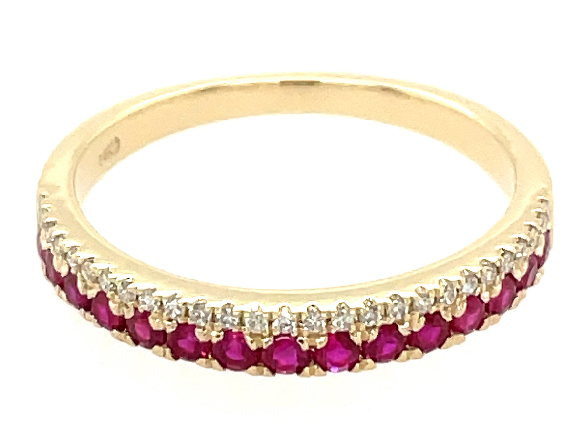 RUBY & DIAMOND 2 ROW RING, 3.0 MM