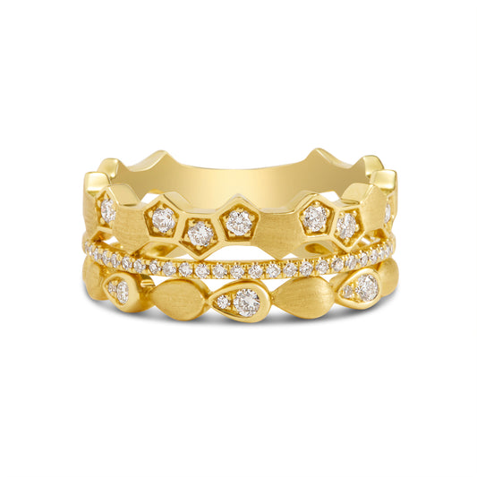 Diamond Honeycomb & Pear Stack Ring