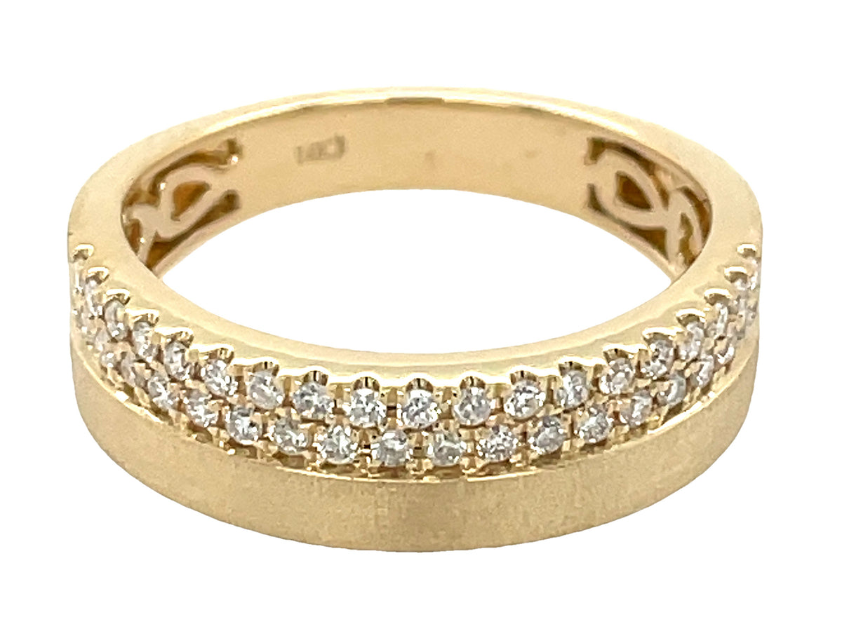 DIAMOND 2 ROW OFFSET RING, 5.3MM, SATIN FINISH