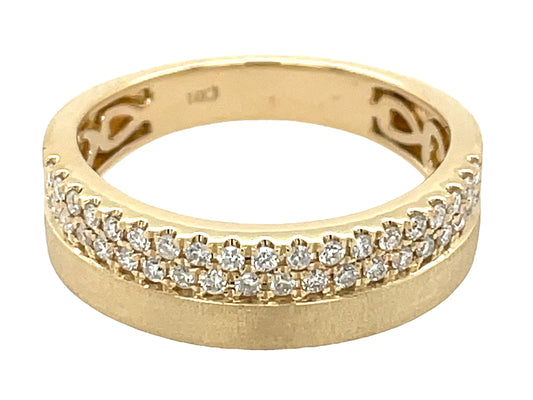 DIAMOND 2 ROW OFFSET RING, 5.3MM, SATIN FINISH