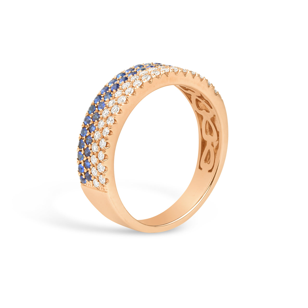 Sapphire & Diamond Pave Duet Band